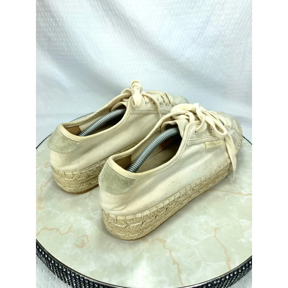 Tory Burch Seaside Oxford Espadrille Shoes Womens Sz 8.5 Cream Platform Sneakers